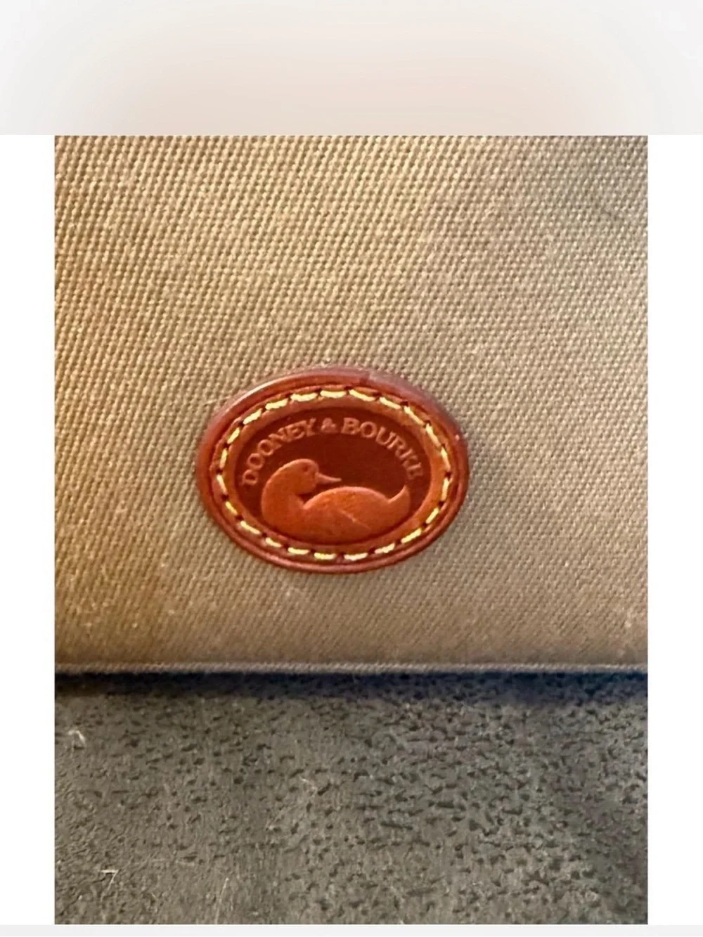 Dooney & Bourke Tan Canvas Travel Train Cosmetic Case with Brown Leather Trim